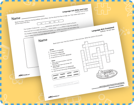 Free printable pre-fix and suffix worksheets from ABCmouse.com.