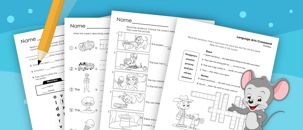 Free printable prefixes and suffixes grammar worksheets from ABCmouse.com. 