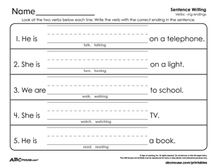 Free printable verb worksheet from ABCmouse.com. 