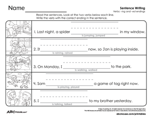 Free printable verb worksheet from ABCmouse.com. 