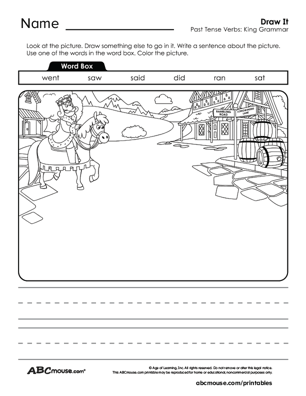 Free printable verb worksheet from ABCmouse.com. 