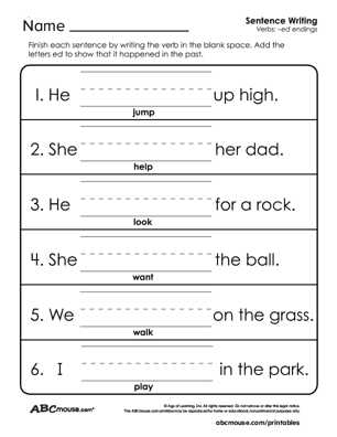 Free printable verb worksheet from ABCmouse.com. 