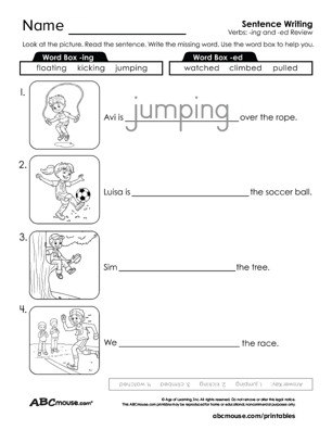 Free printable verb worksheet from ABCmouse.com. 