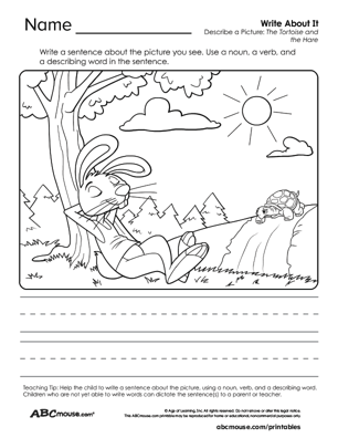 Free printable noun, verb, and adverb worksheet from ABCmouse.com. 