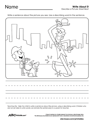 Free printable noun, verb, and adverb worksheet from ABCmouse.com. 