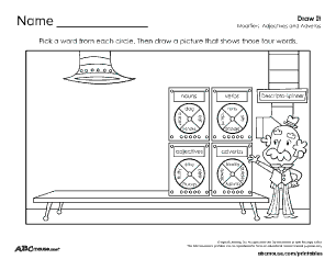 Free printable noun, verb, and adverb worksheet from ABCmouse.com. 