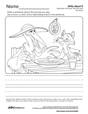 Free printable noun, verb, and adverb worksheet from ABCmouse.com. 