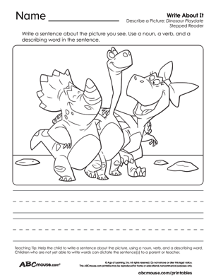 Free printable noun, verb, and adverb worksheet from ABCmouse.com. 