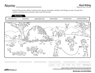 Free printable noun worksheet for kids from ABCmouse.com. 