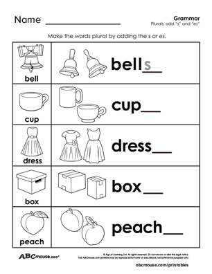 Free printable noun worksheet for kids from ABCmouse.com. 