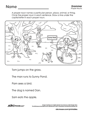 Free printable noun worksheet for kids from ABCmouse.com. 