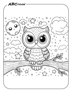 Free printable owl coloring page from ABCmoue.com. 