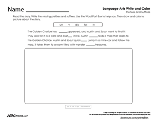 Free printable pre-fix and suffix worksheets from ABCmouse.com.