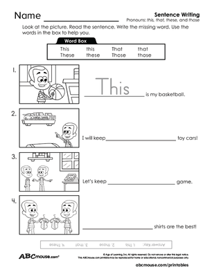 Free printable pronoun worksheet from ABCmouse.com. 