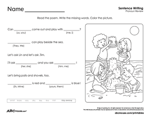 Free printable pronoun worksheet from ABCmouse.com. 