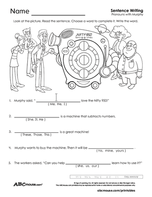 Free printable pronoun worksheet from ABCmouse.com. 