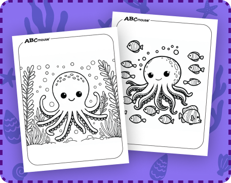 Free printable octopus coloring pages from ABCmouse.com. 