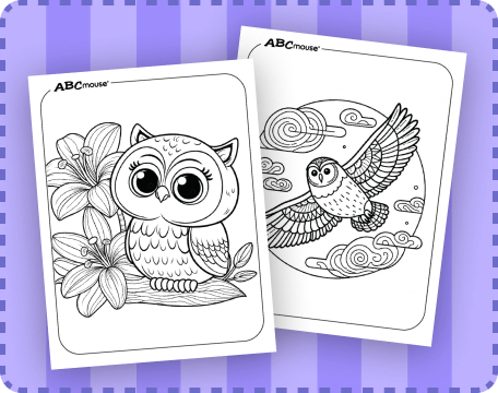 Free printable owl Fall coloring pages from ABCmouse.com.