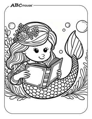 Free printable mermaid coloring page from ABCmouse.com. 