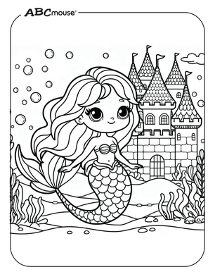 Free printable mermaid coloring page from ABCmouse.com. 