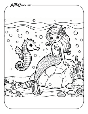 Free printable mermaid coloring page from ABCmouse.com. 