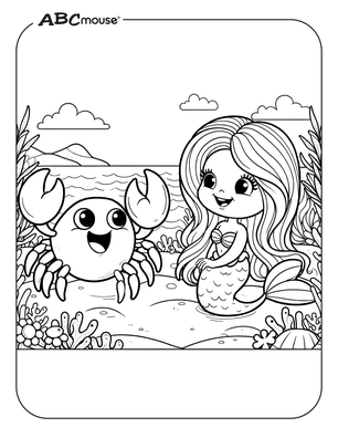 Free printable mermaid coloring page from ABCmouse.com. 