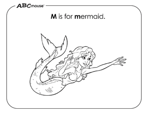 Free printable mermaid coloring page from ABCmouse.com. 