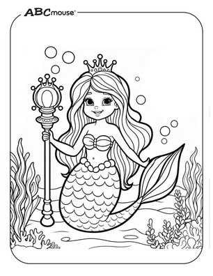 Free printable mermaid coloring page from ABCmouse.com. 