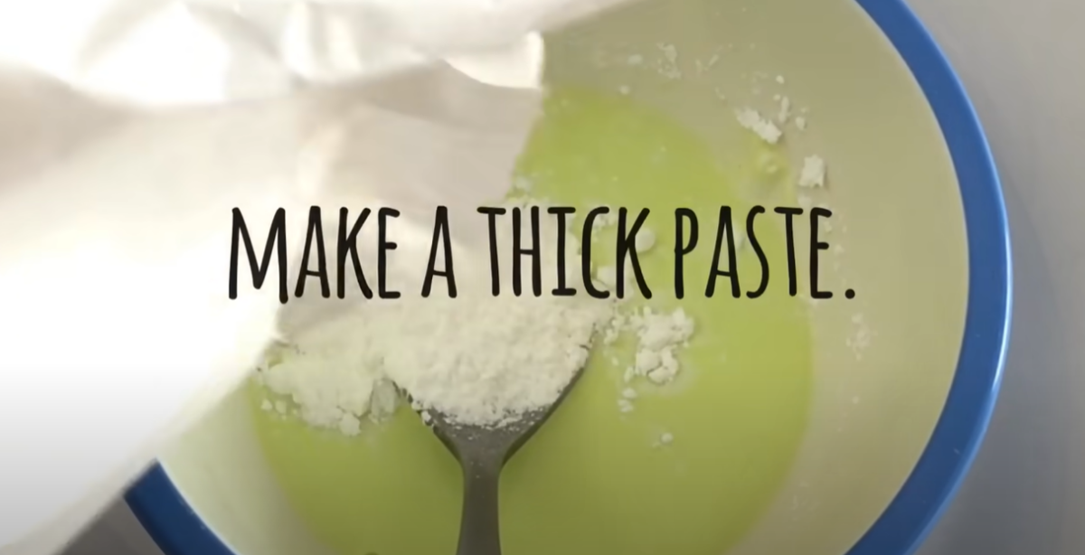 Make a thick paste of corn starch and colored water. 