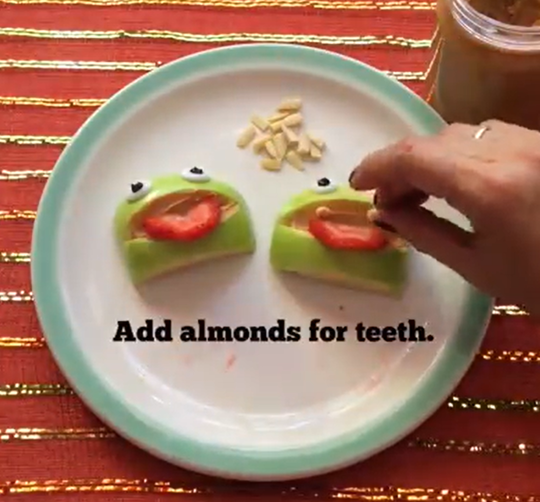 Fun monster Ghoulicious Halloween treats for kids using almonds for teeth. 