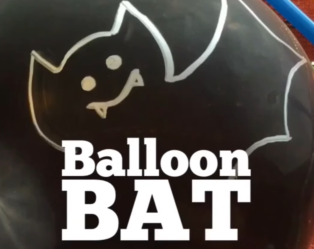 Halloween craft for kids, balloon bat. 