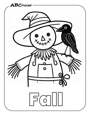 Free printable Fall scarecrow coloring page from ABCmouse.com.