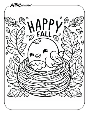 Free printable Happy Fall coloring page from ABCmouse.com.