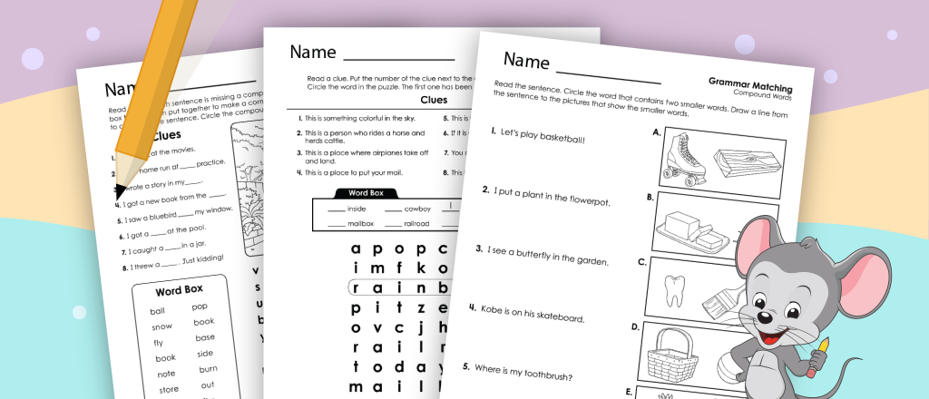 Free printable compound word grammar worksheets from ABCmouse.com. 