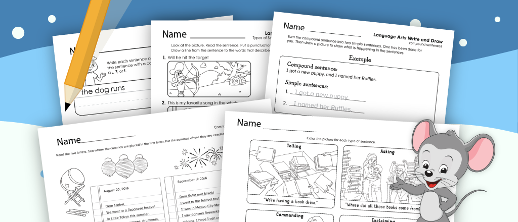 Free printable punctuation and sentences grammar worksheets from ABCmouse.com. 