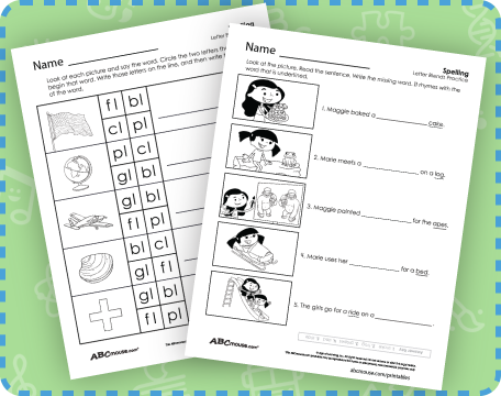 Free printable spelling worksheets for kids from ABCmouse.com. 