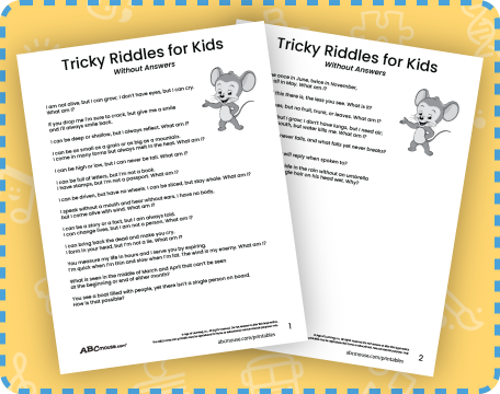 Free printable tricky riddles for kids to solve. Print with or without answers. 