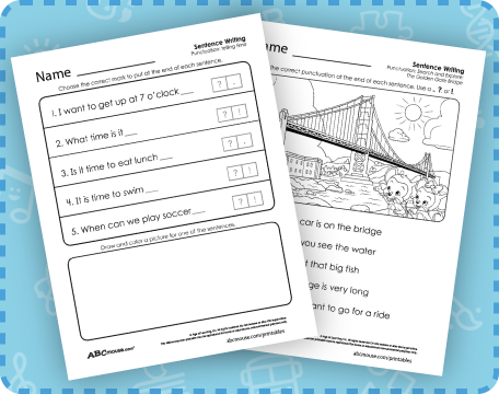 Free printable punctuation worksheets from ABCmouse.com. 