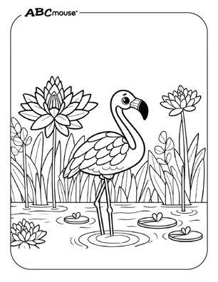 Cute flamingo coloring page from ABCmouse.com. 