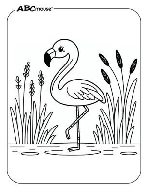 Cute flamingo coloring page from ABCmouse.com. 