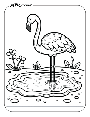 Cute flamingo coloring page from ABCmouse.com. 