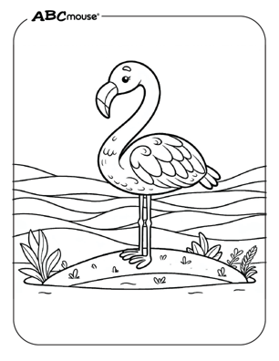 Cute flamingo coloring page from ABCmouse.com. 