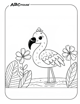 Cute flamingo coloring page from ABCmouse.com. 