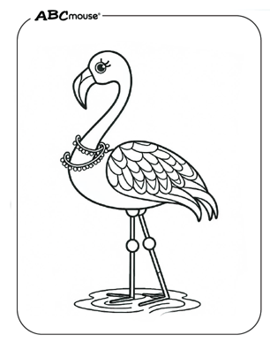 Cute flamingo coloring page from ABCmouse.com. 