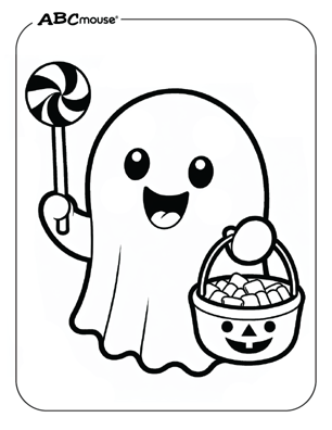 Free printable Halloween ghost coloring page from ABCmouse.com. 