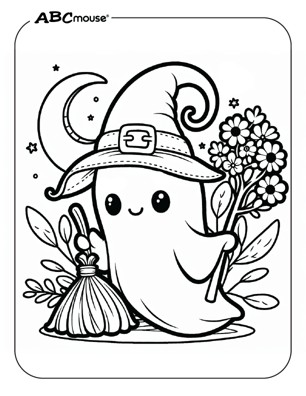 Free printable Halloween ghost coloring page from ABCmouse.com. 