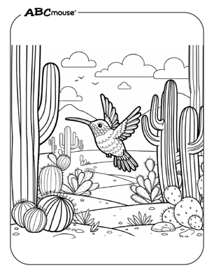 Free printable hummingbird coloring page from ABCmouse.com. 