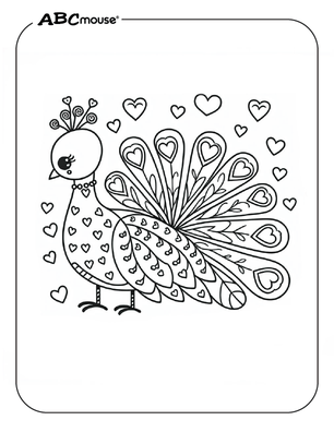 Free printable Peacock coloring page for kids from ABCmouse.com. 