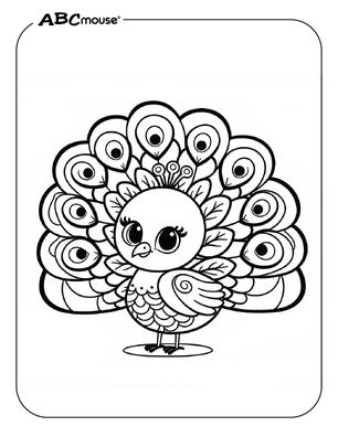 Free printable Peacock coloring page for kids from ABCmouse.com. 