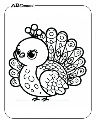 Free printable Peacock coloring page for kids from ABCmouse.com. 